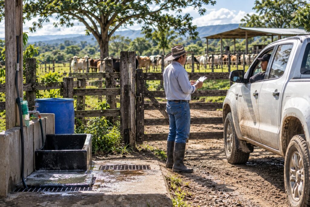 Bioseguridad bovina: control de acceso de personas y vehículos en una finca ganadera colombiana