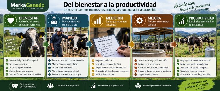 elación entre bienestar manejo medición y productividad en la ganadería bovina