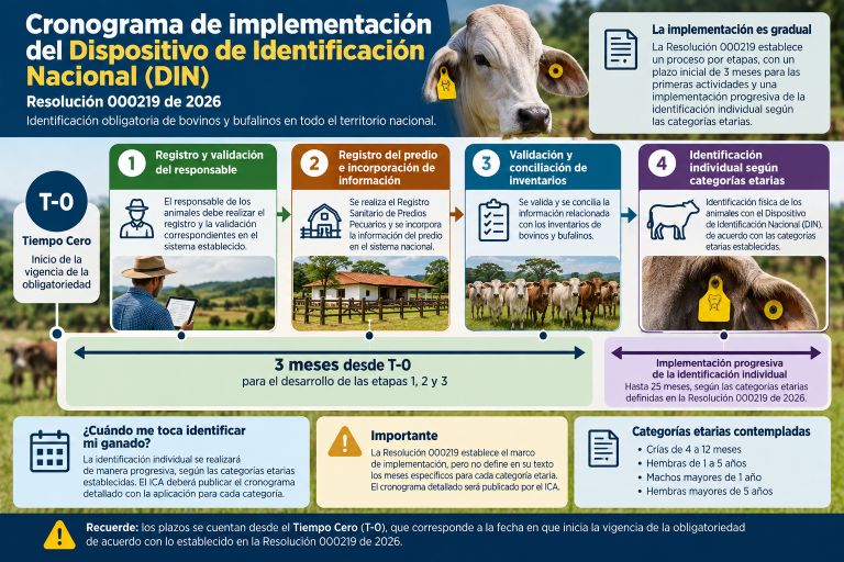 Cronograma de implementación del DIN para bovinos y bufalinos