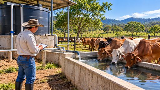 Productor revisando la disponibilidad de agua para el ganado durante condiciones de El Niño