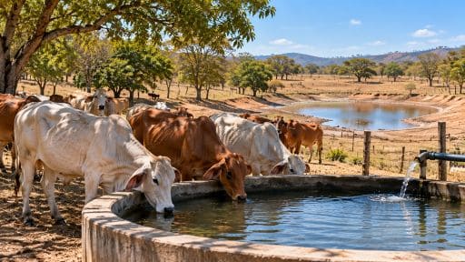 Fuente de agua para ganado durante una época seca