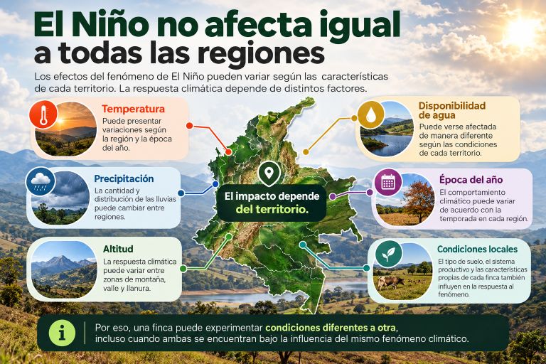 Mapa conceptual de Colombia sobre los factores que explican la variabilidad regional de El Niño