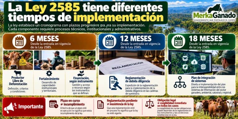 Infografía sobre los diferentes plazos de implementación establecidos por la Ley 2585 de 2026.