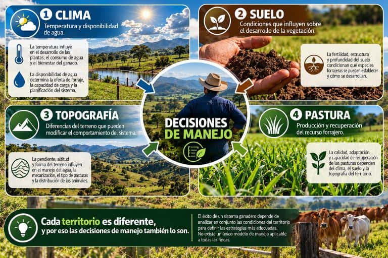 Clima, suelo, topografía y pastura de una finca bovina